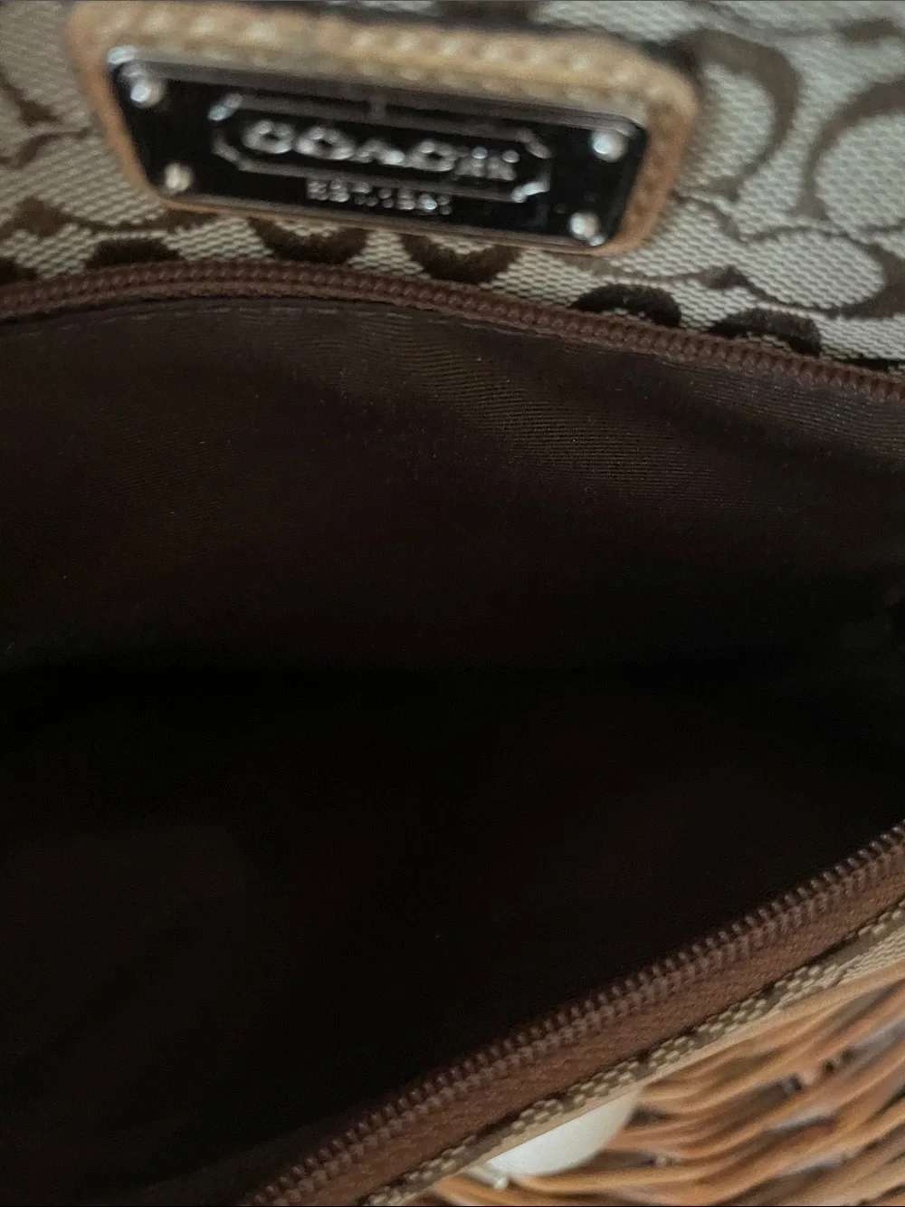 Vintage Coach Slingback Jacquard Messenger Bag in Khaki and Chalk